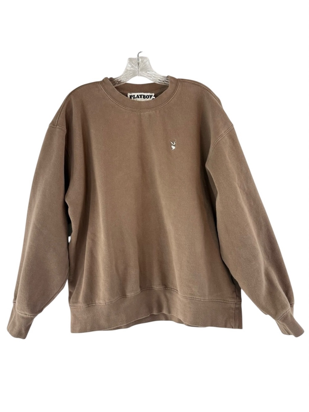 PACSUN Men's Playboy Brown Silver Studded Cotton Blend Sweatshirt